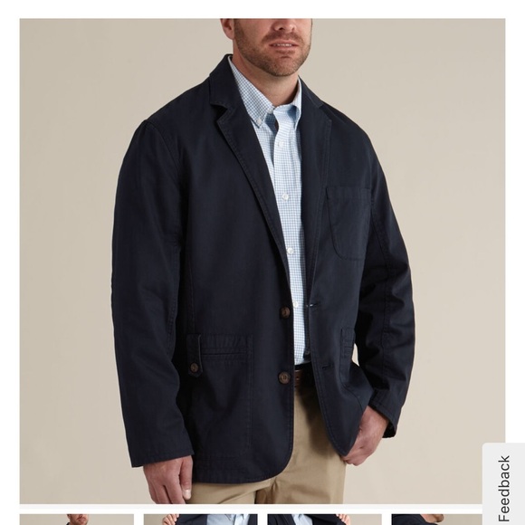 Duluth Trading Cotton Twill Presentation Jacket Navy Sz Medium 2 button - Picture 1 of 9
